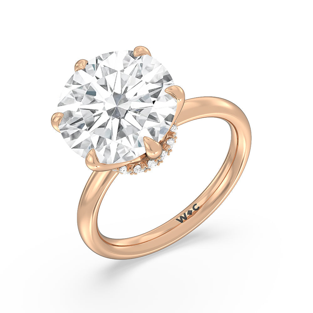 Elevated Hidden Halo Ring with Round Cut Diamond in 14KT Rose Gold view 3