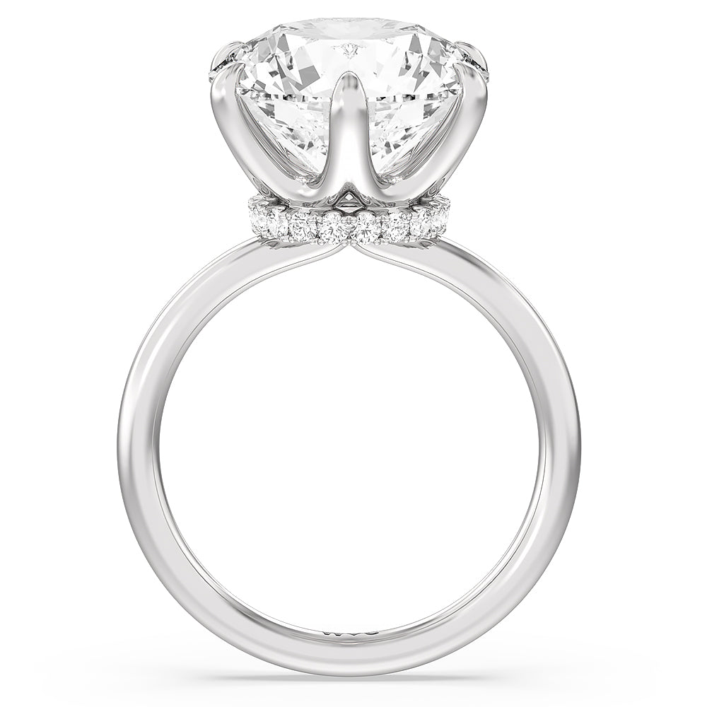 Elevated Hidden Halo Ring with Round Cut Diamond in 14KT Platinum view 2