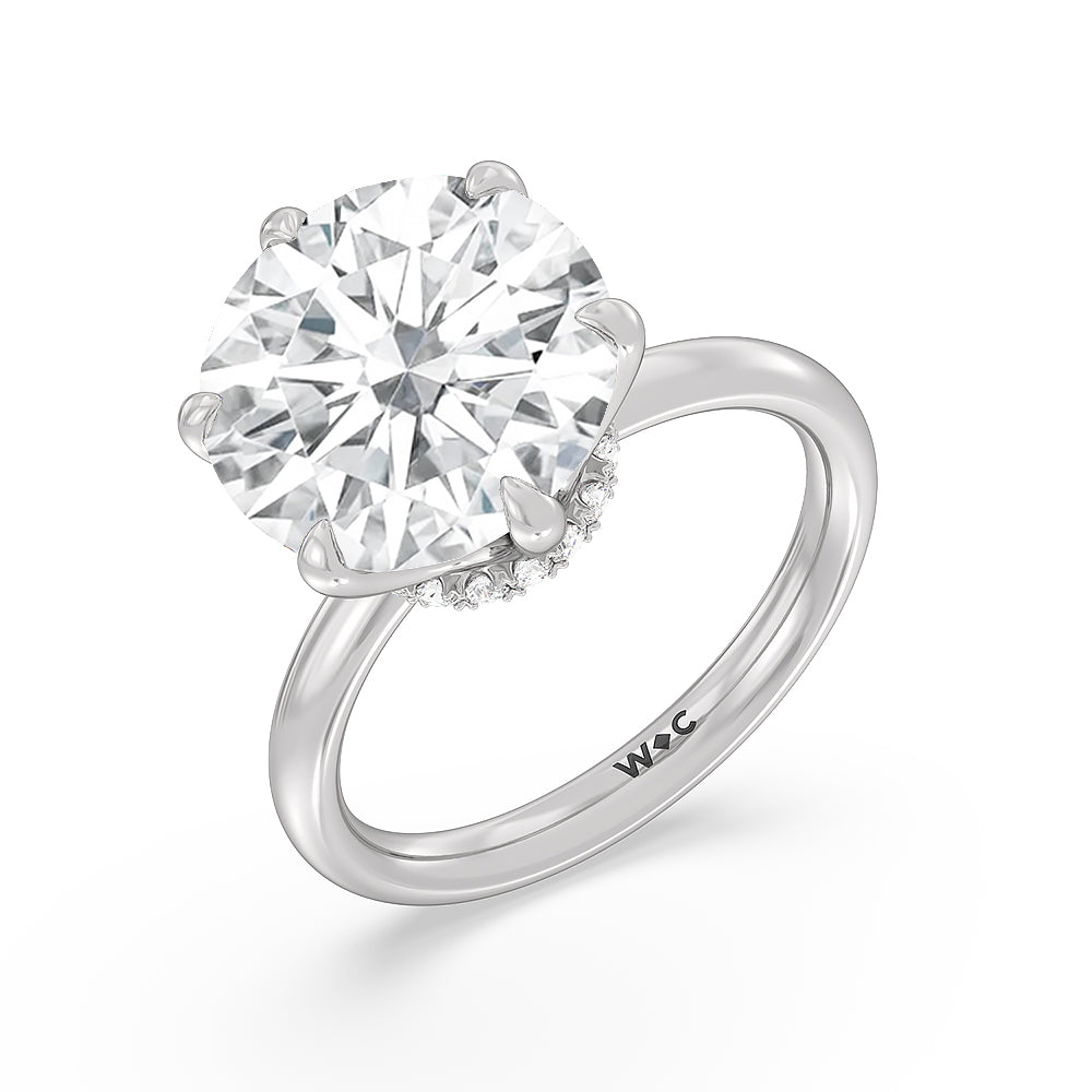 Elevated Hidden Halo Ring with Round Cut Diamond in 14KT Platinum view 3