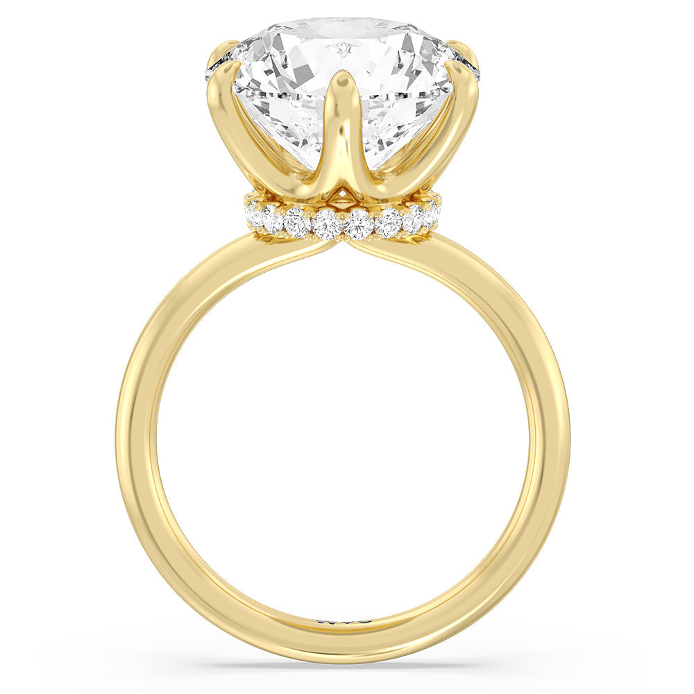 Elevated Hidden Halo Ring with Round Cut Diamond in 14KT Yellow Gold view 2