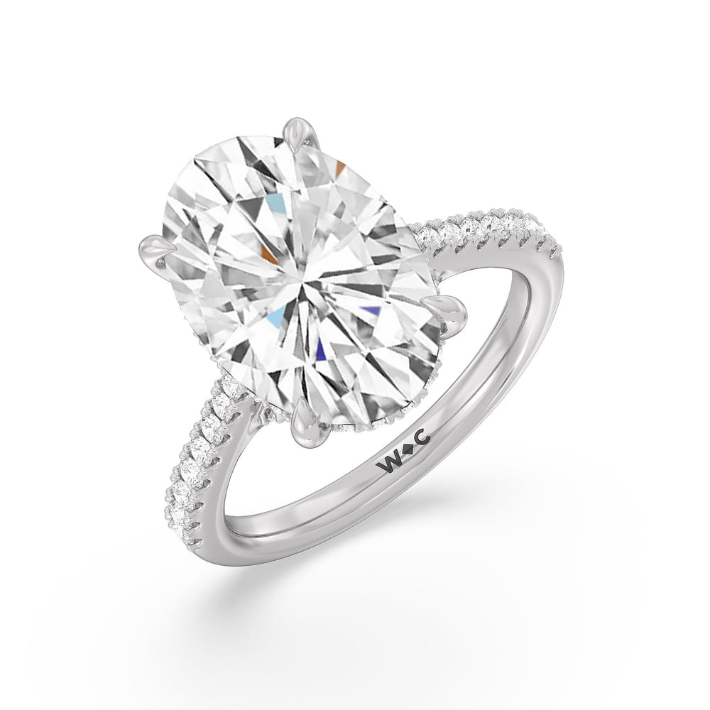 Oval Cut Posh Hidden Halo Ring with Lab Grown Diamond in 14KT Platinum view 3