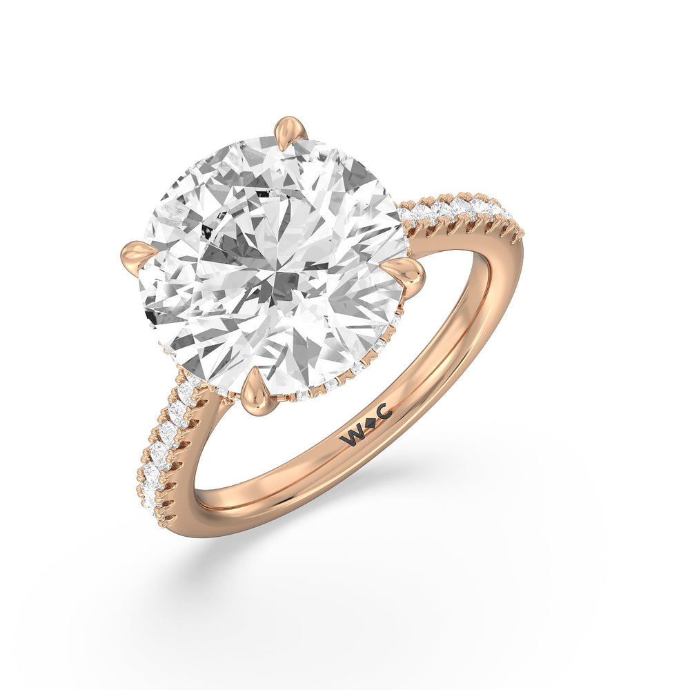 Round Cut Posh Hidden Halo Ring with Lab Grown Diamond in 14KT Rose Gold view 3