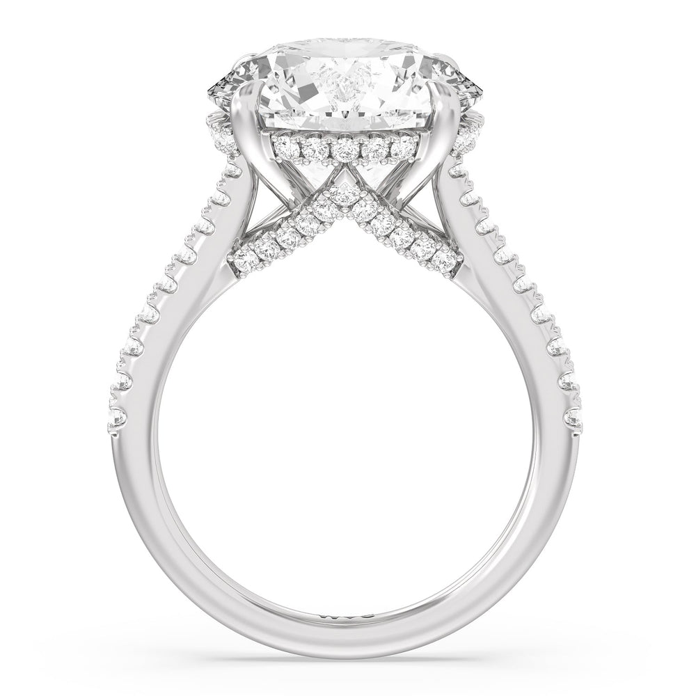 Round Cut Posh Hidden Halo Ring with Lab Grown Diamond in 14KT Platinum view 2