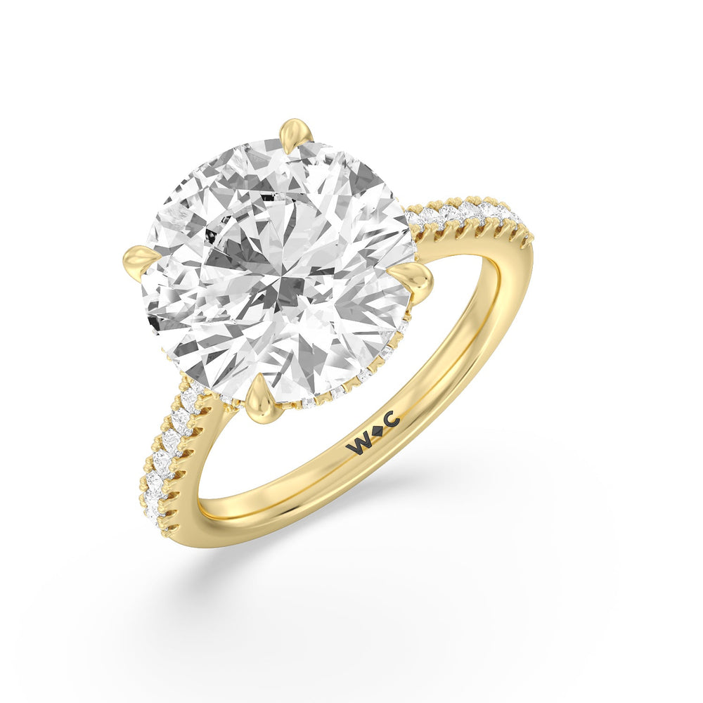 Round Cut Posh Hidden Halo Ring with Lab Grown Diamond in 14KT Yellow Gold view 3