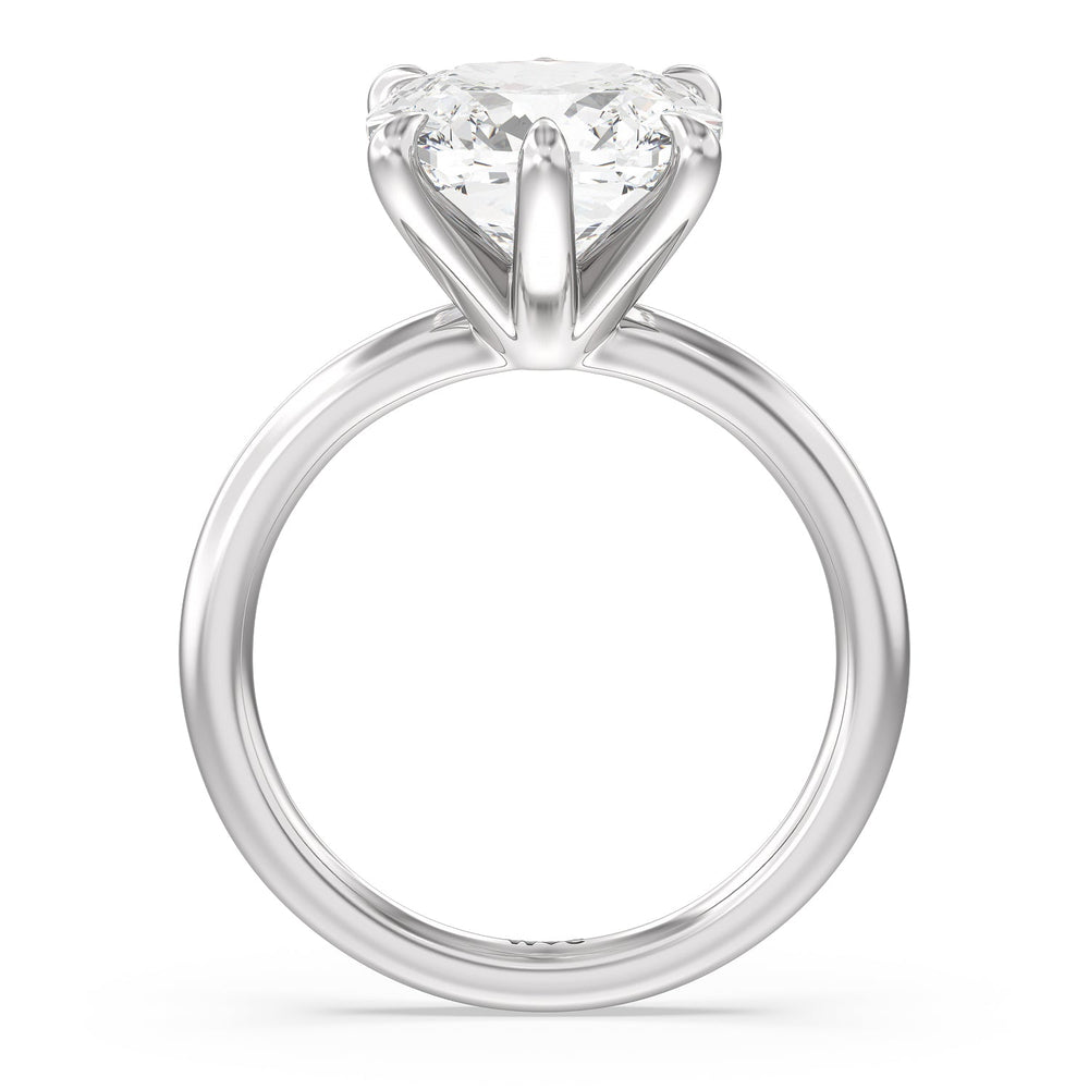 Striking Six Prong Ring with Cushion Cut Diamond in 14KT Platinum view 2
