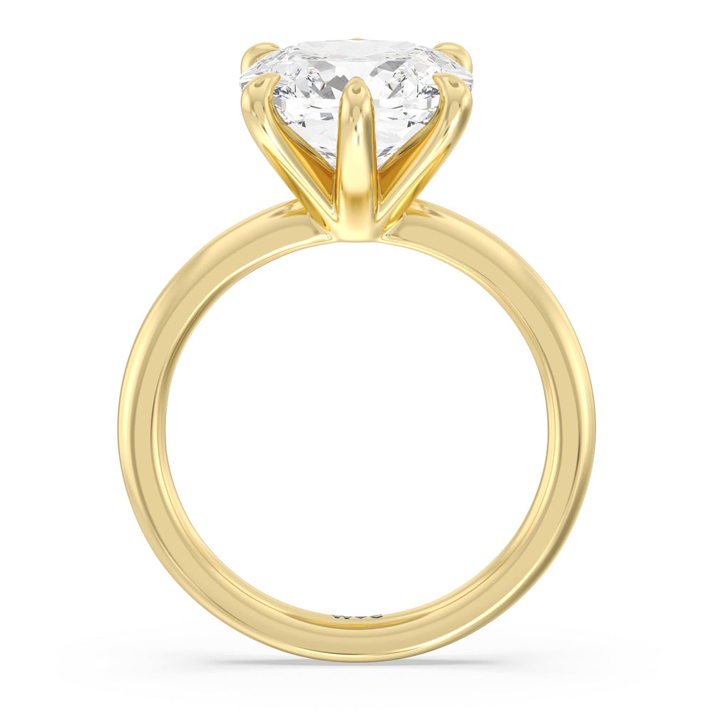 Striking Six Prong Ring with Cushion Cut Diamond in 14KT Yellow Gold view 2