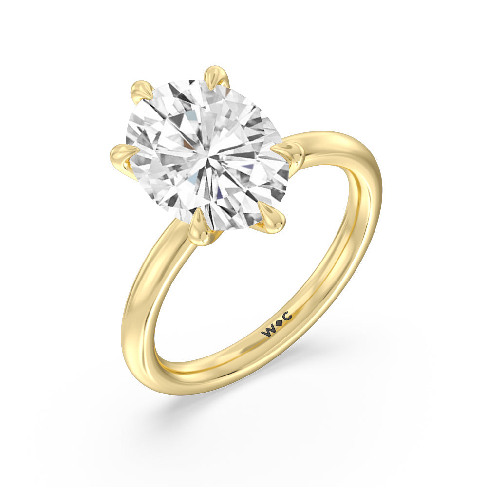 Striking Six Prong Ring with Oval Cut Diamond in 14KT Yellow Gold view 3