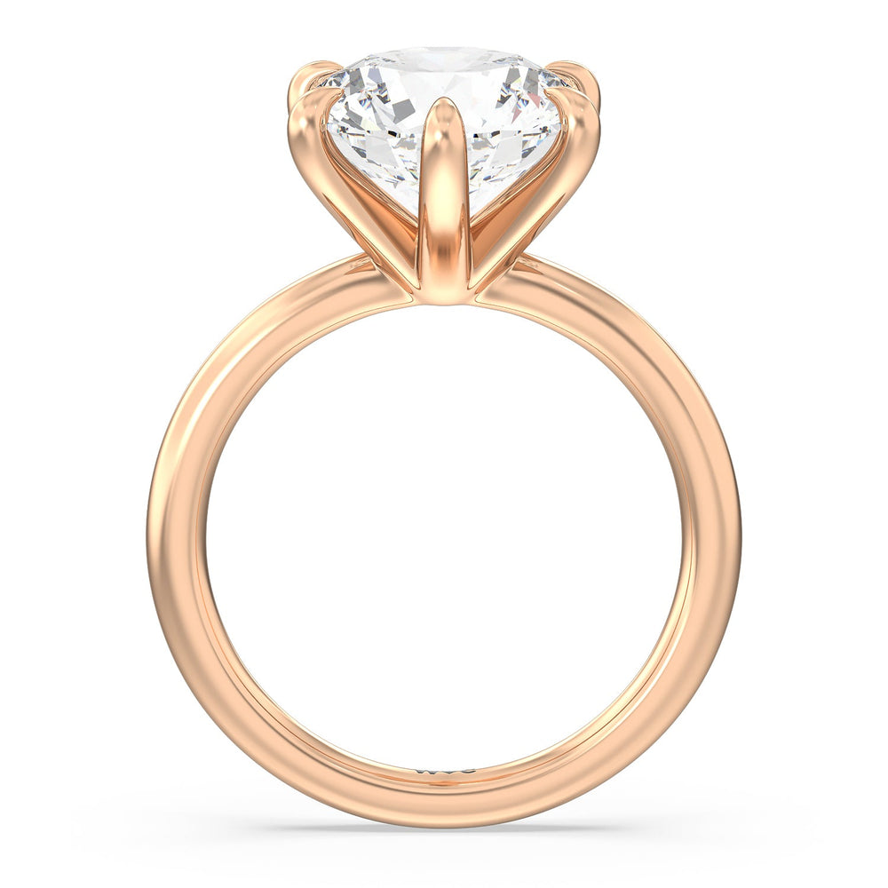 Striking Six Prong Ring with Round Cut Diamond in 14KT Rose Gold view 2