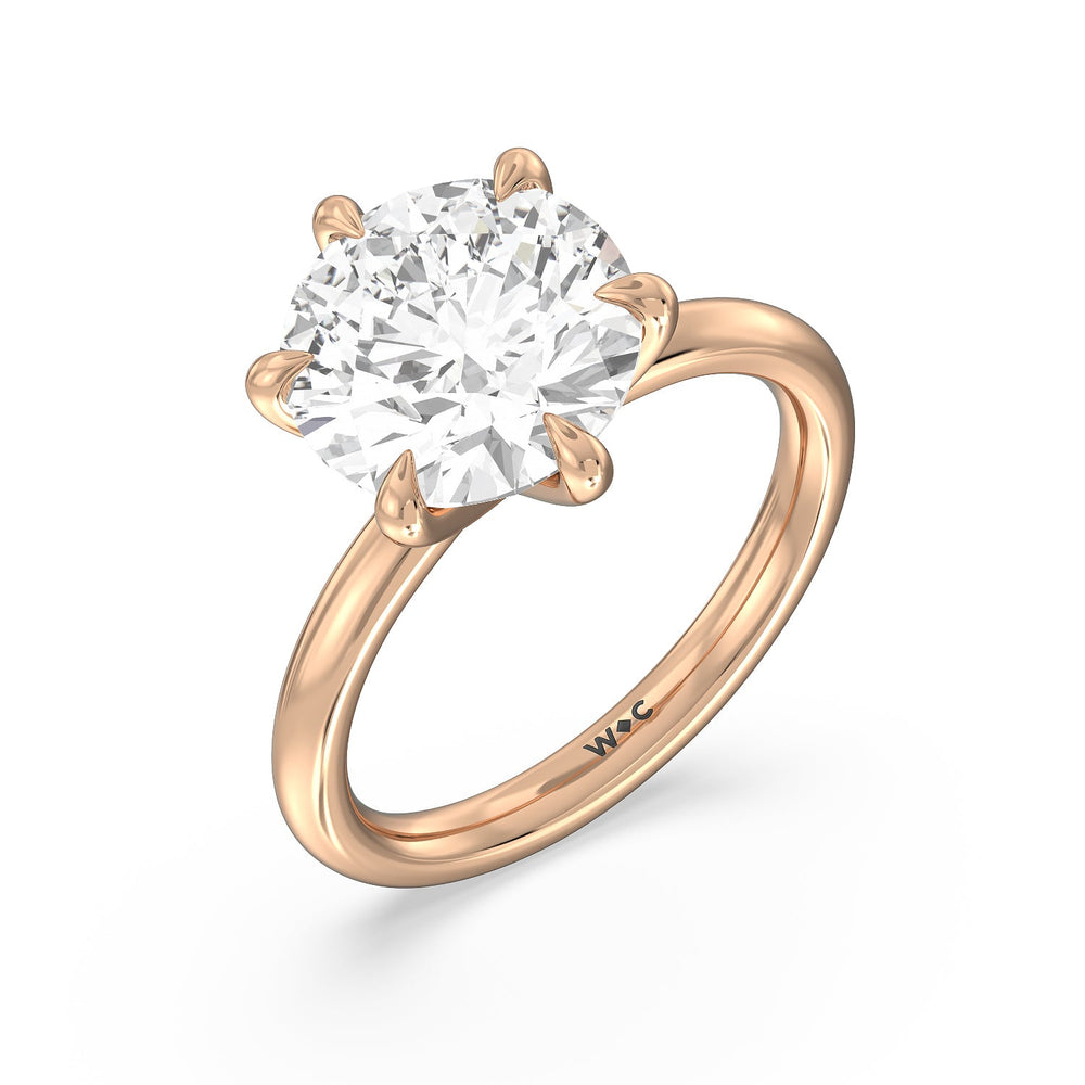 Striking Six Prong Ring with Round Cut Diamond in 14KT Rose Gold view 3