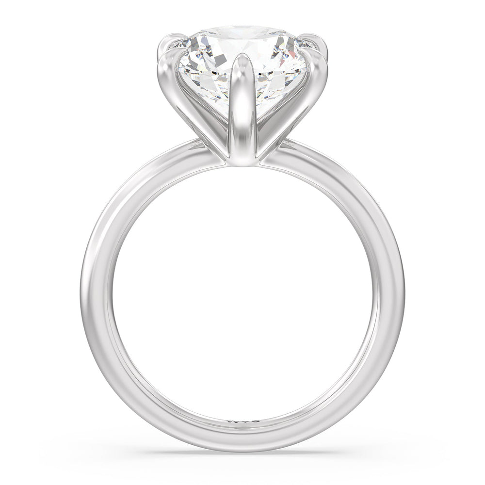 Striking Six Prong Ring with Round Cut Diamond in 14KT Platinum view 2