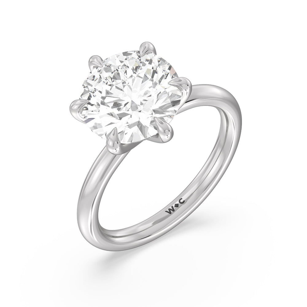 Striking Six Prong Ring with Round Cut Diamond in 14KT Platinum view 3