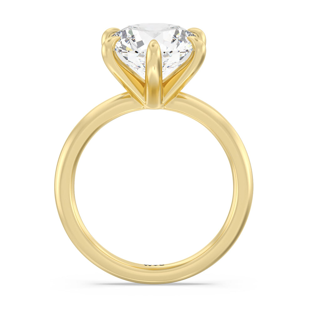 Striking Six Prong Ring with Round Cut Diamond in 14KT Yellow Gold view 2