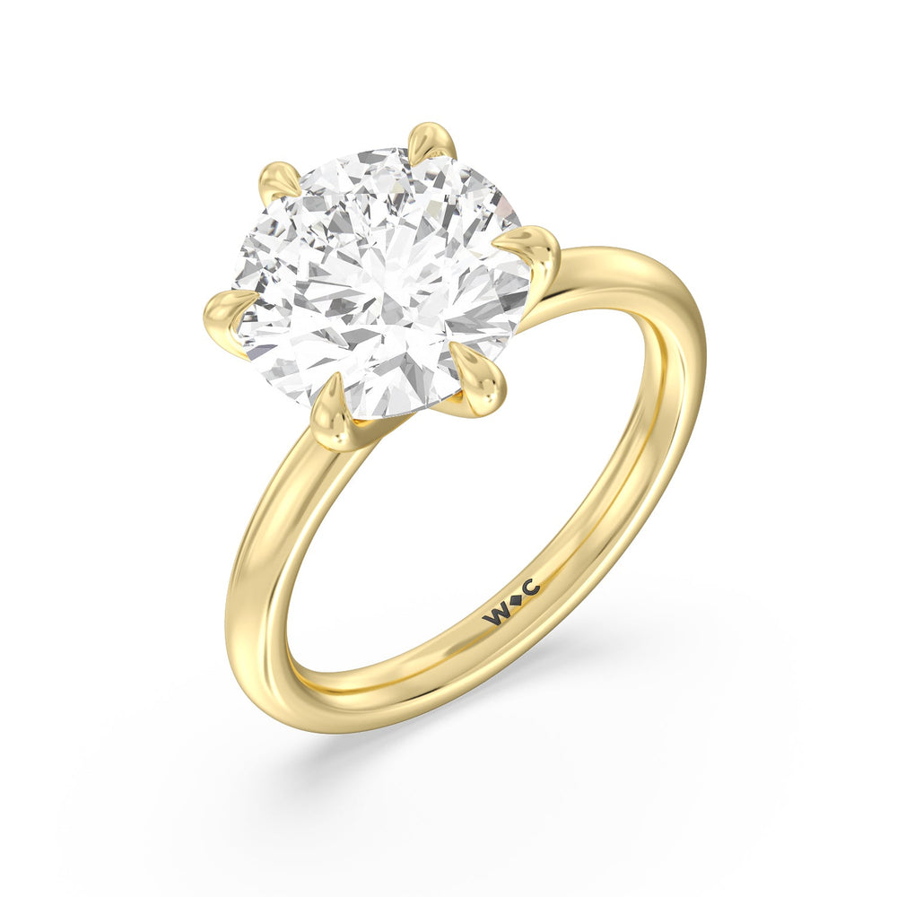 Striking Six Prong Ring with Round Cut Diamond in 14KT Yellow Gold view 3