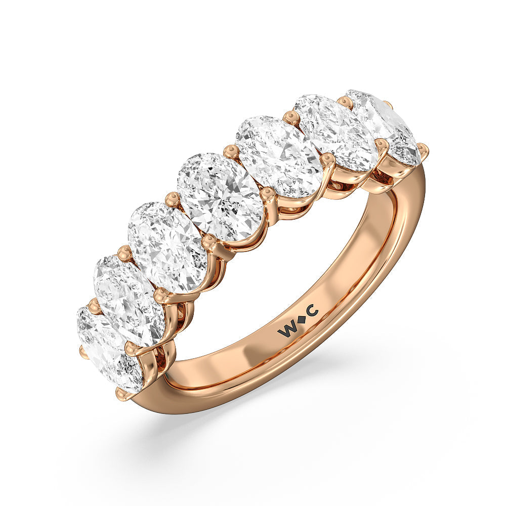 Seven Stone Oval Diamond Anniversary Ring (E+ VS+) with 18KT Rose Gold / Lab / 4 Cut Diamond in 14KT Rose Gold / Lab / 4 view 3