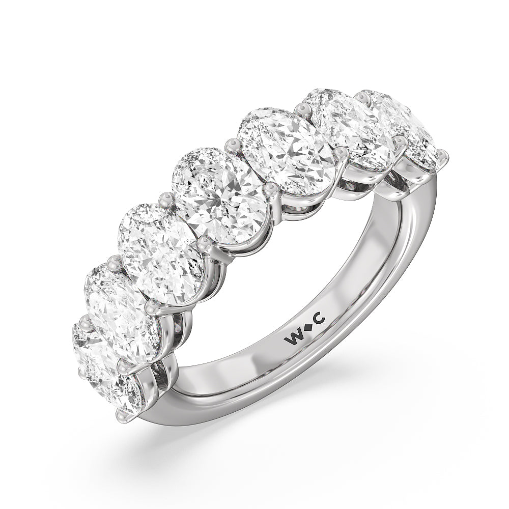 Seven Stone Oval Diamond Anniversary Ring (E+ VS+) with Platinum / Lab / 5 Cut Diamond in 14KT Platinum / Lab / 5 view 3