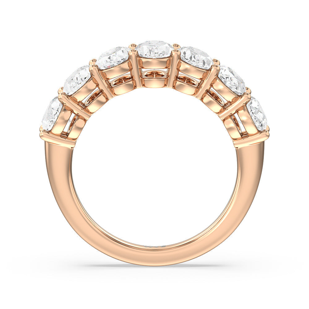 Seven Stone Oval Diamond Anniversary Ring (E+ VS+) with 18KT Rose Gold / Lab / 3 Cut Diamond in 14KT Rose Gold / Lab / 3 view 2