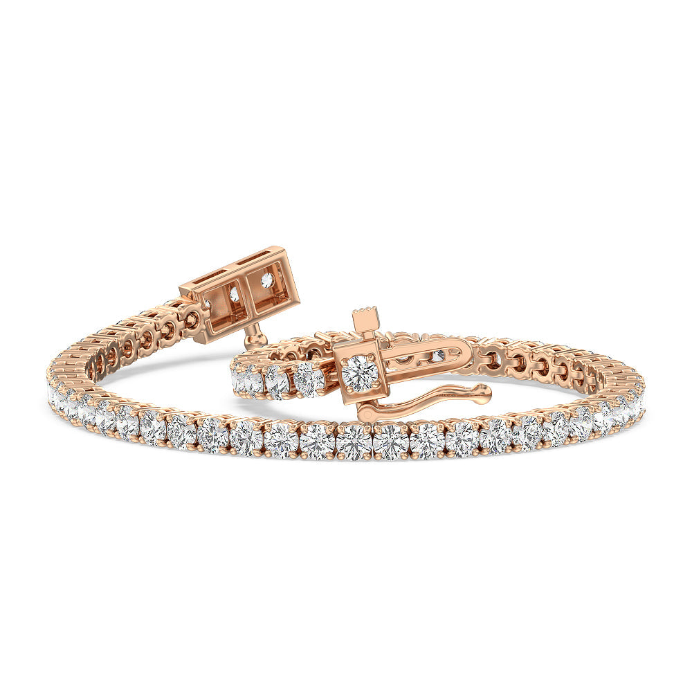 Four Prong Lab Diamond Tennis Bracelet with 5 Cut Diamond in 14KT Rose Gold view 3