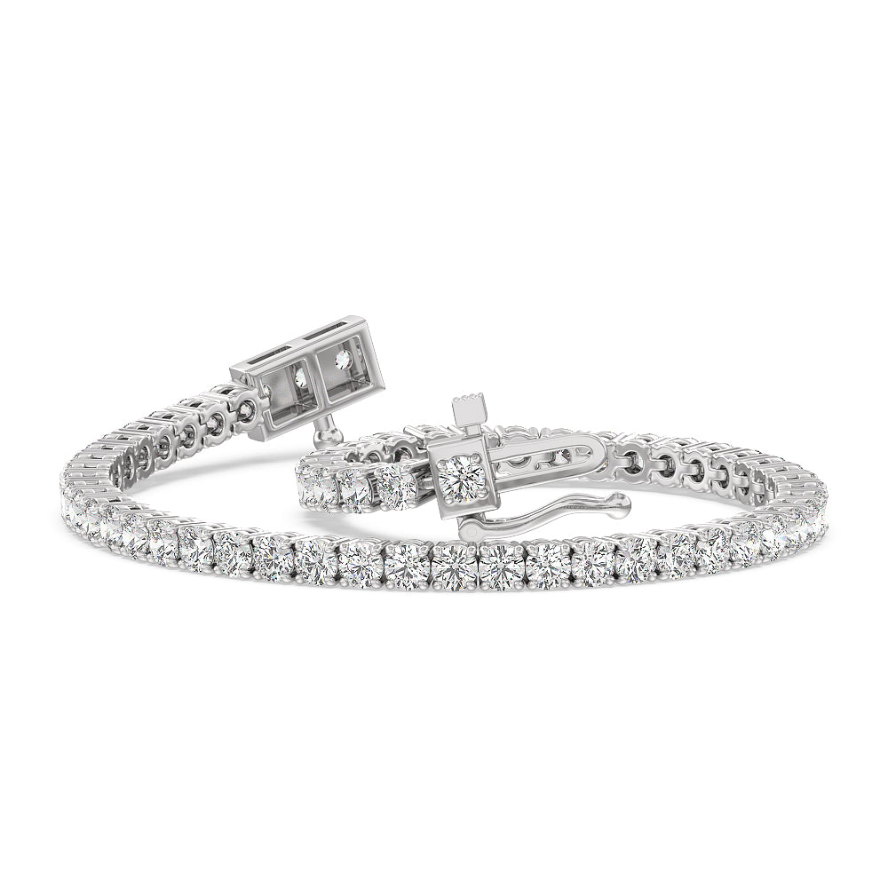 Four Prong Lab Diamond Tennis Bracelet with 5 Cut Diamond in 14KT White Gold view 3