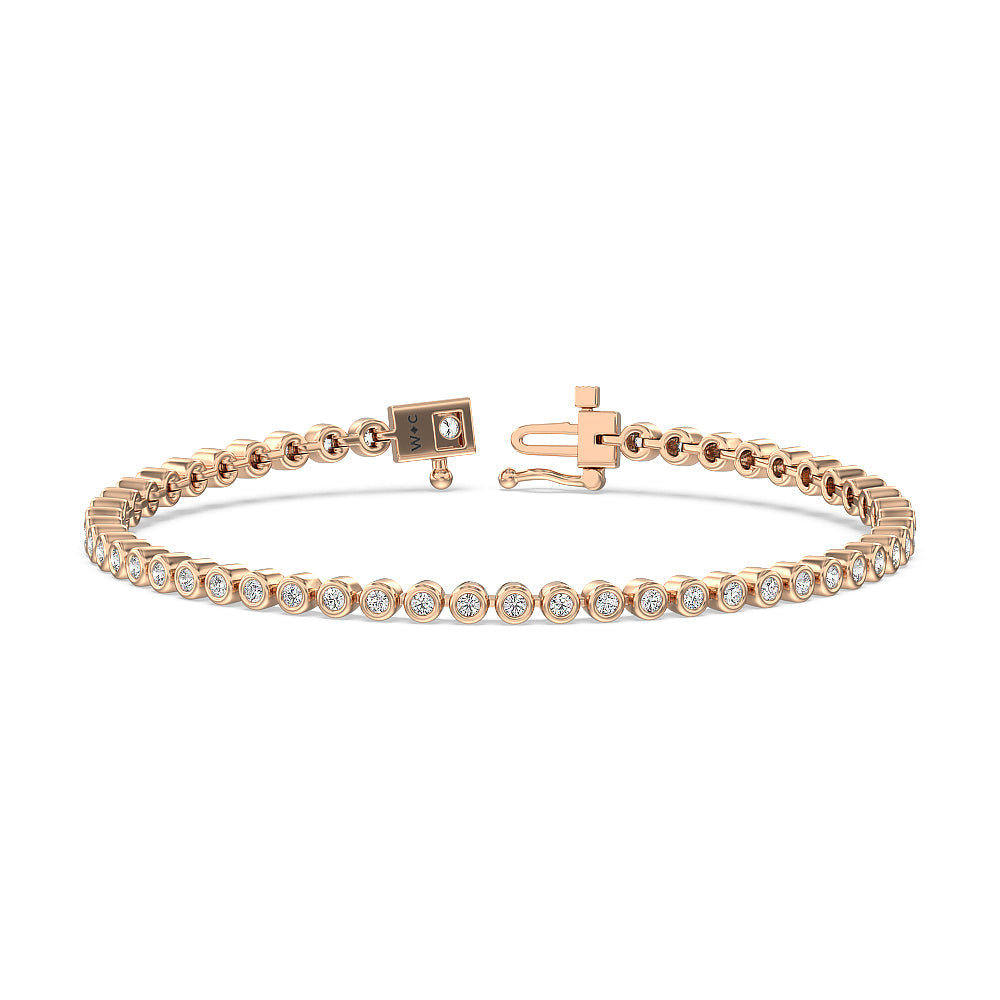 Bezel Lab Diamond Tennis Bracelet with 1 3/4 Cut Diamond in 14KT Rose Gold view 1
