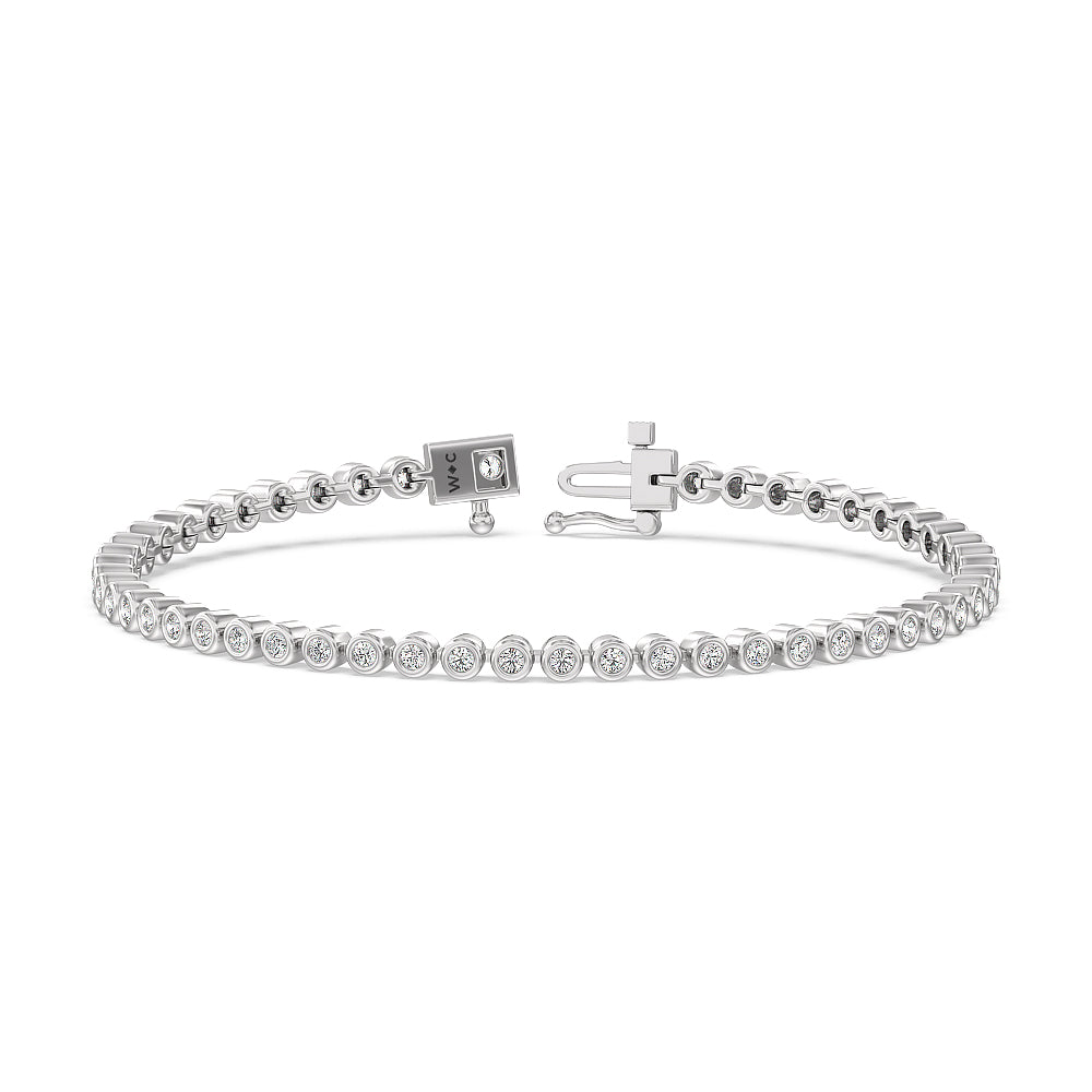 Bezel Lab Diamond Tennis Bracelet with 1 3/4 Cut Diamond in 14KT White Gold view 1