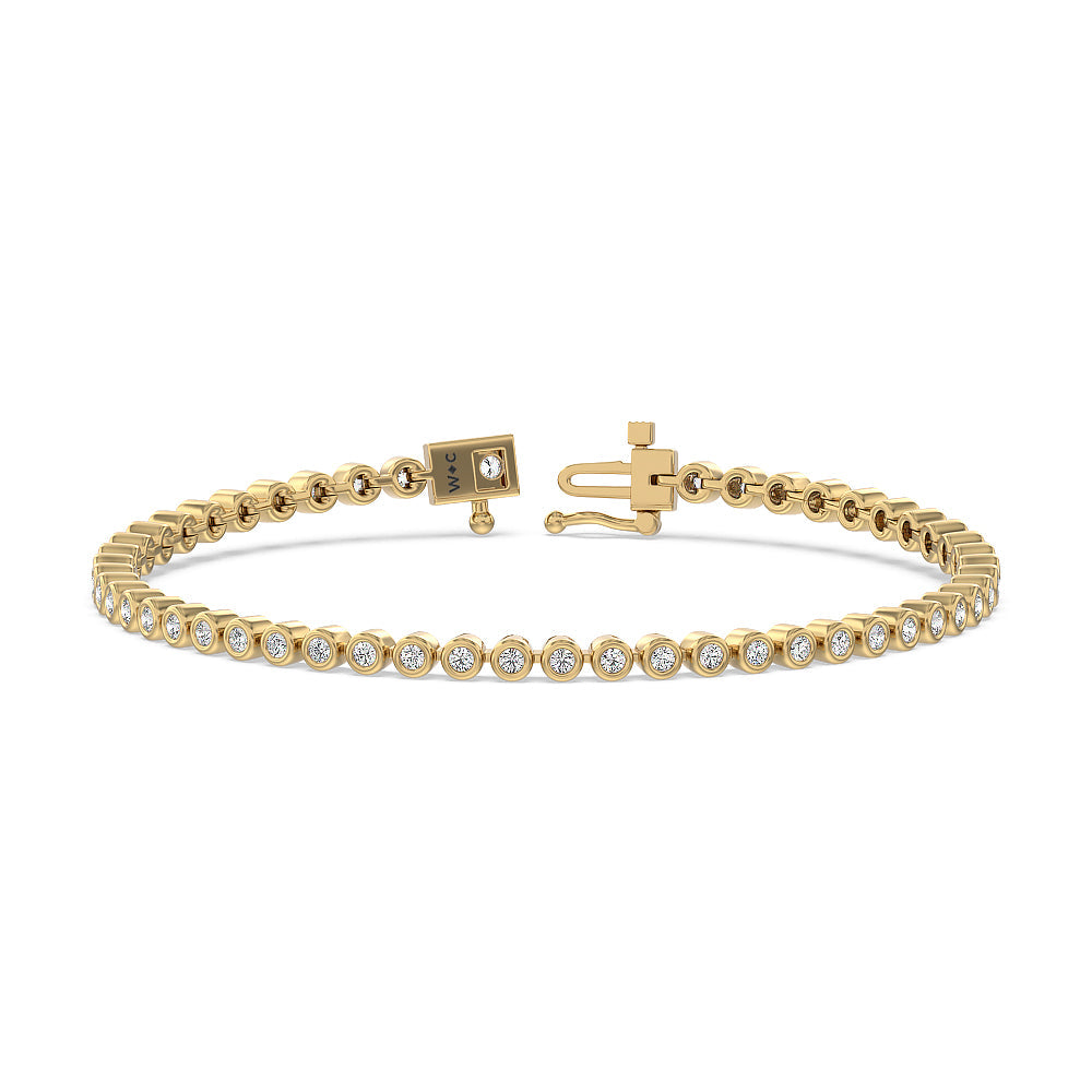 Bezel Lab Diamond Tennis Bracelet with 1 3/4 Cut Diamond in 14KT Yellow Gold view 1