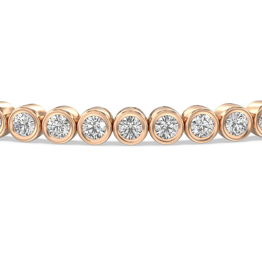 Bezel Lab Diamond Tennis Bracelet with 3 Cut Diamond in 14KT Rose Gold view 3