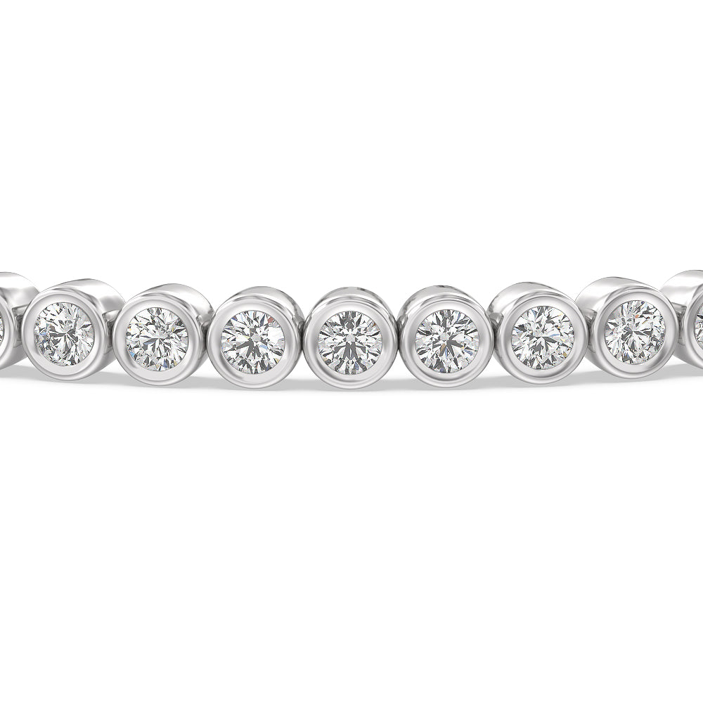 Bezel Lab Diamond Tennis Bracelet with 3 Cut Diamond in 14KT White Gold view 3