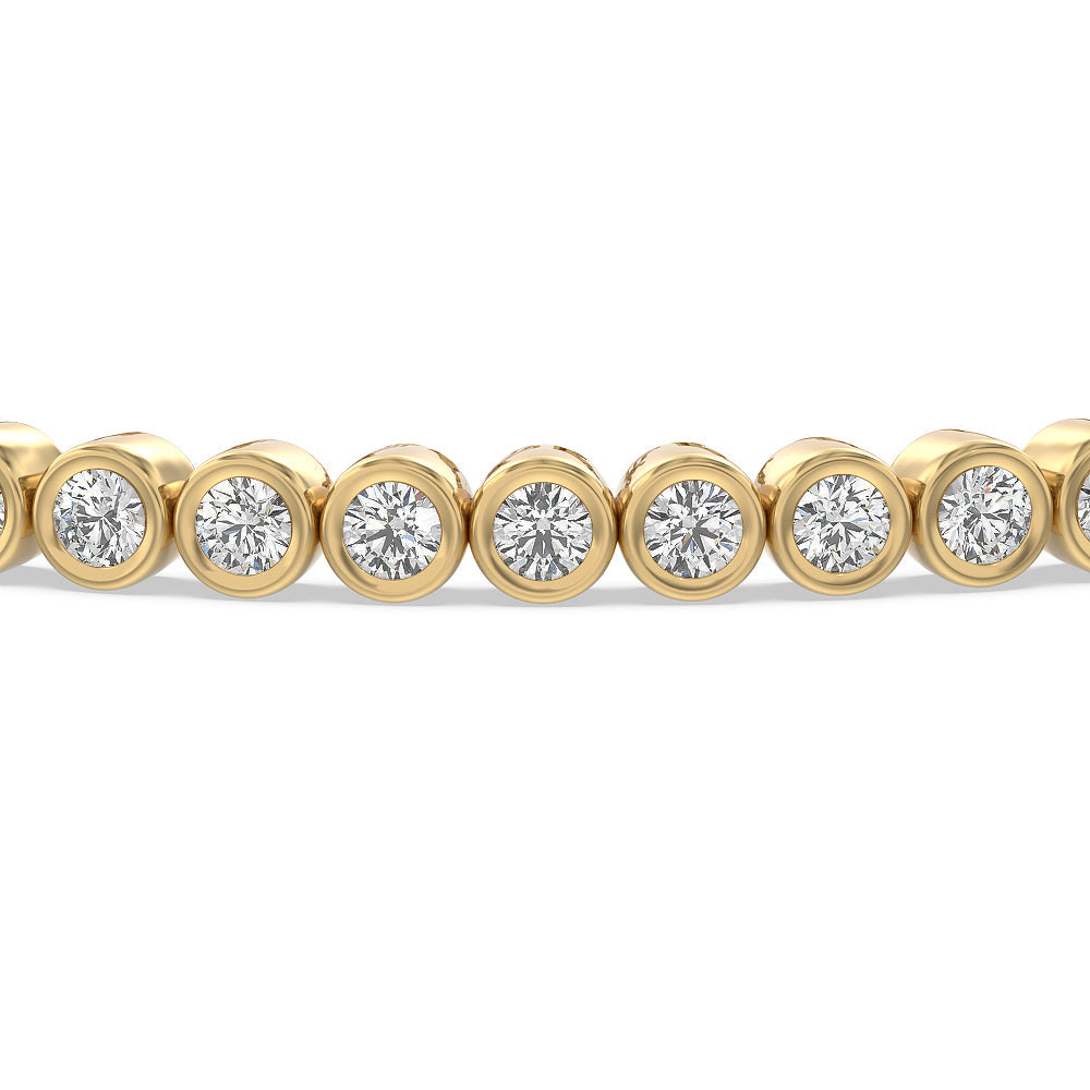 Bezel Lab Diamond Tennis Bracelet with 3 Cut Diamond in 14KT Yellow Gold view 3