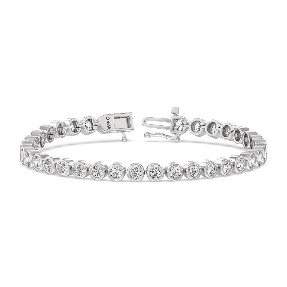 Bezel Lab Diamond Tennis Bracelet with 6 Cut Diamond in 14KT White Gold view 1