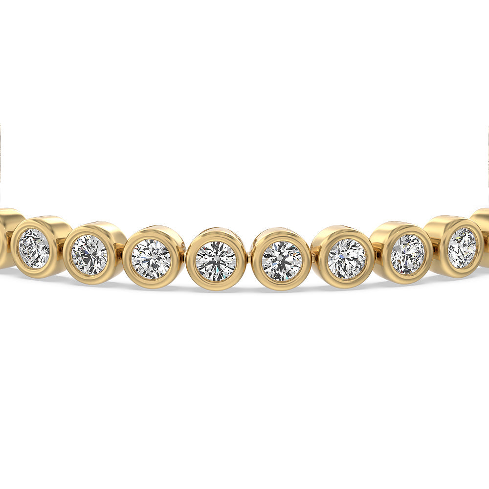 Bezel Lab Diamond Tennis Bracelet with 9 Cut Diamond in 14KT Yellow Gold view 3