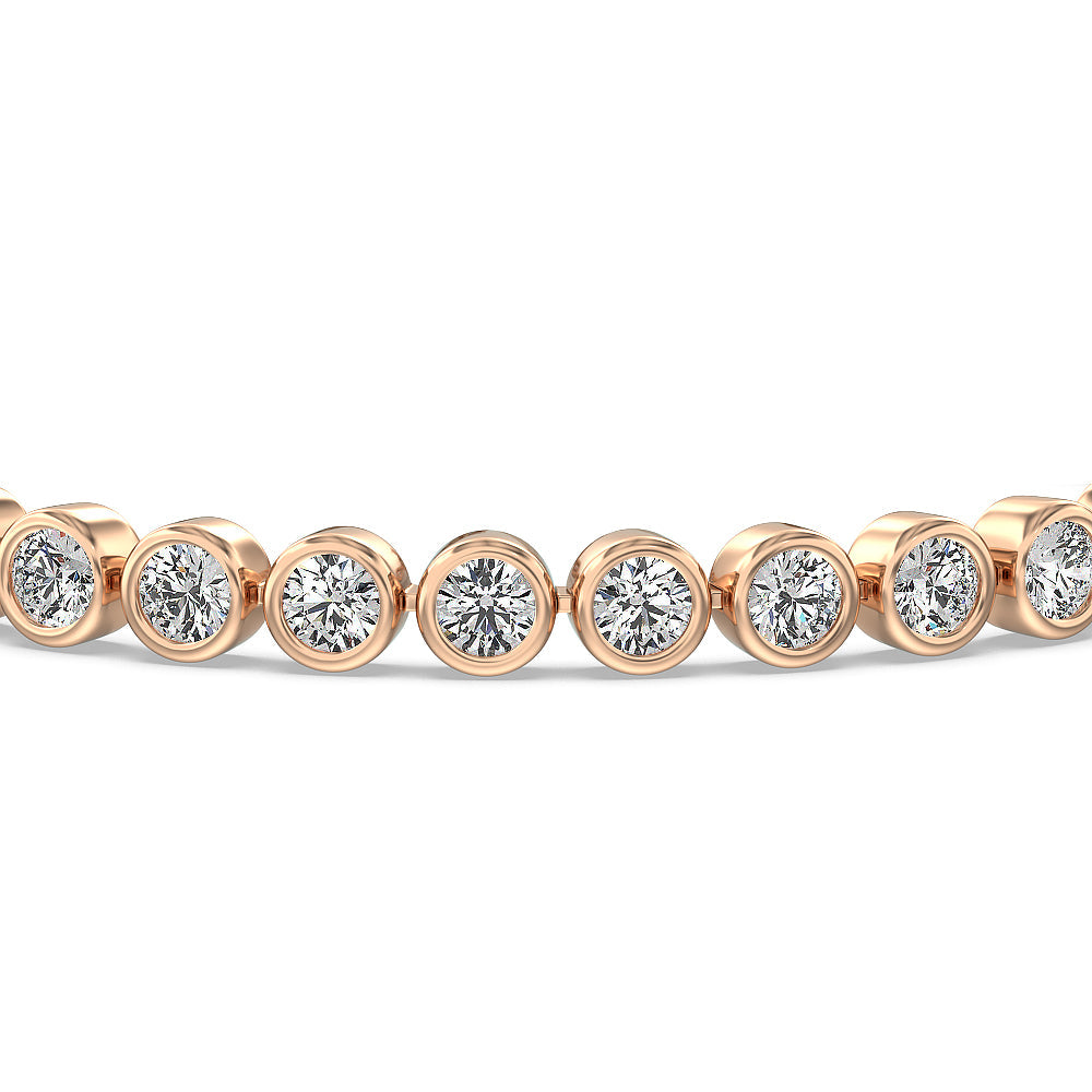 Bezel Lab Diamond Tennis Bracelet with 10 Cut Diamond in 14KT Rose Gold view 3