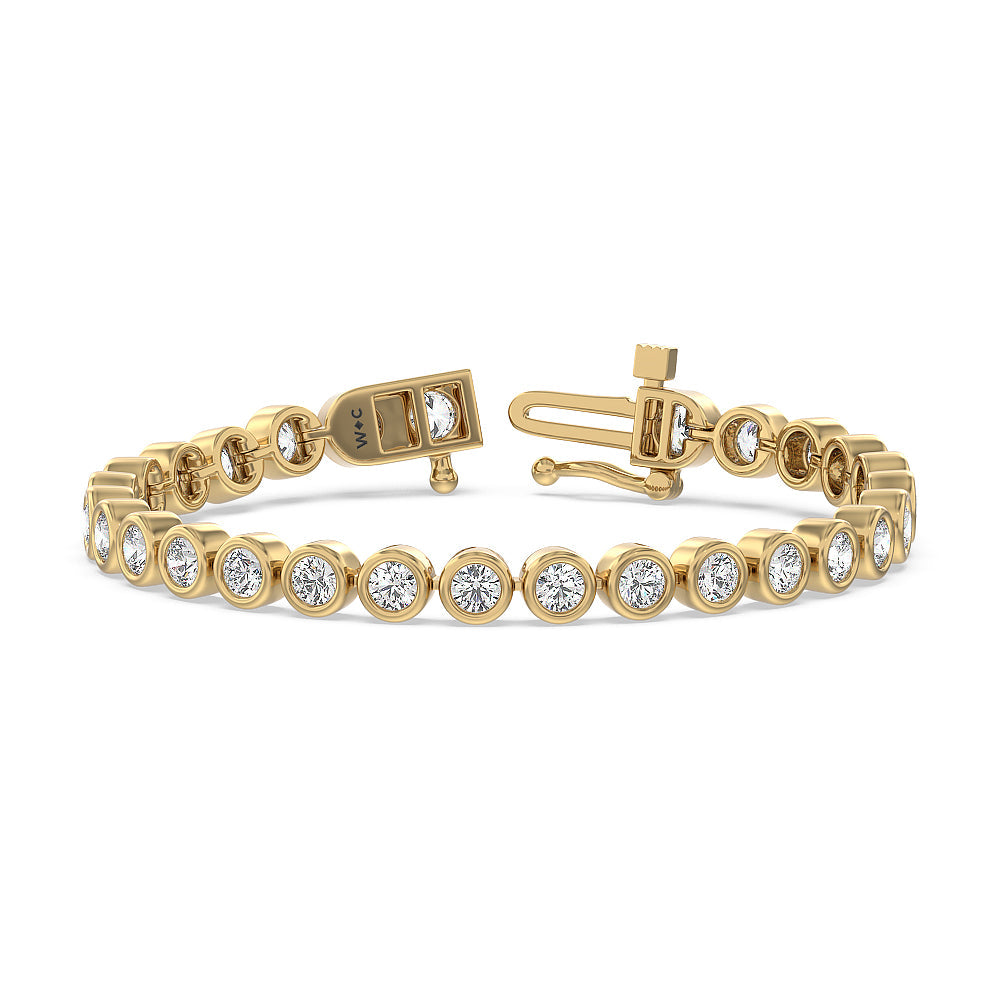 Bezel Lab Diamond Tennis Bracelet with 10 Cut Diamond in 14KT Yellow Gold view 1