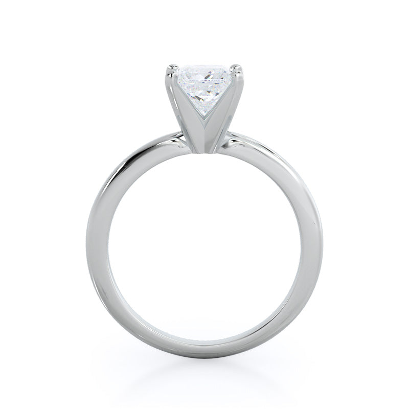Classic Four Prong Solitaire Diamond Engagement Ring with Princess Cut Diamond in 14KT Platinum view 2