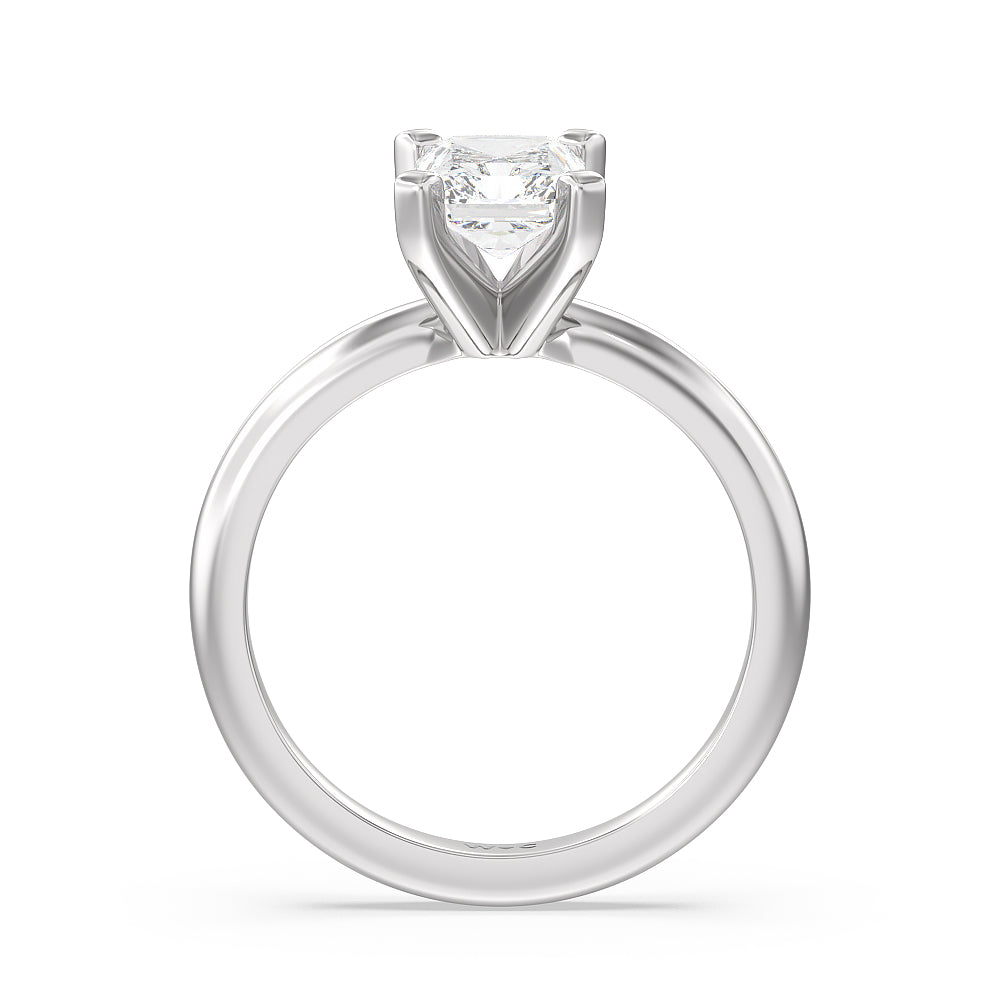 Classic Four Prong Solitaire Diamond Engagement Ring with Radiant Cut Diamond in 14KT Platinum view 3