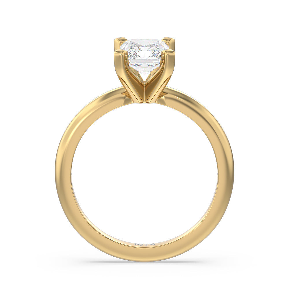 Classic Four Prong Solitaire Diamond Engagement Ring with Radiant Cut Diamond in 14KT Yellow Gold view 3