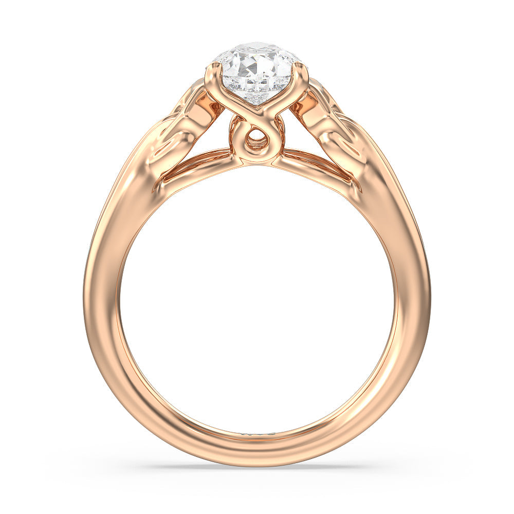 Vintage Celtic Interlaced Solitaire Engagement Ring with Pear Cut Diamond in 14KT Rose Gold view 2