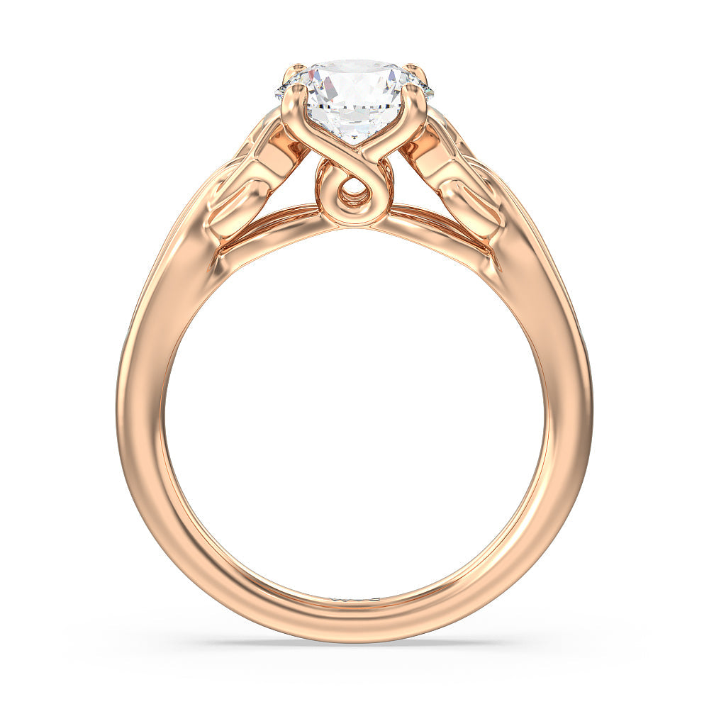 Vintage Celtic Interlaced Solitaire Engagement Ring with Round Cut Diamond in 14KT Rose Gold view 2