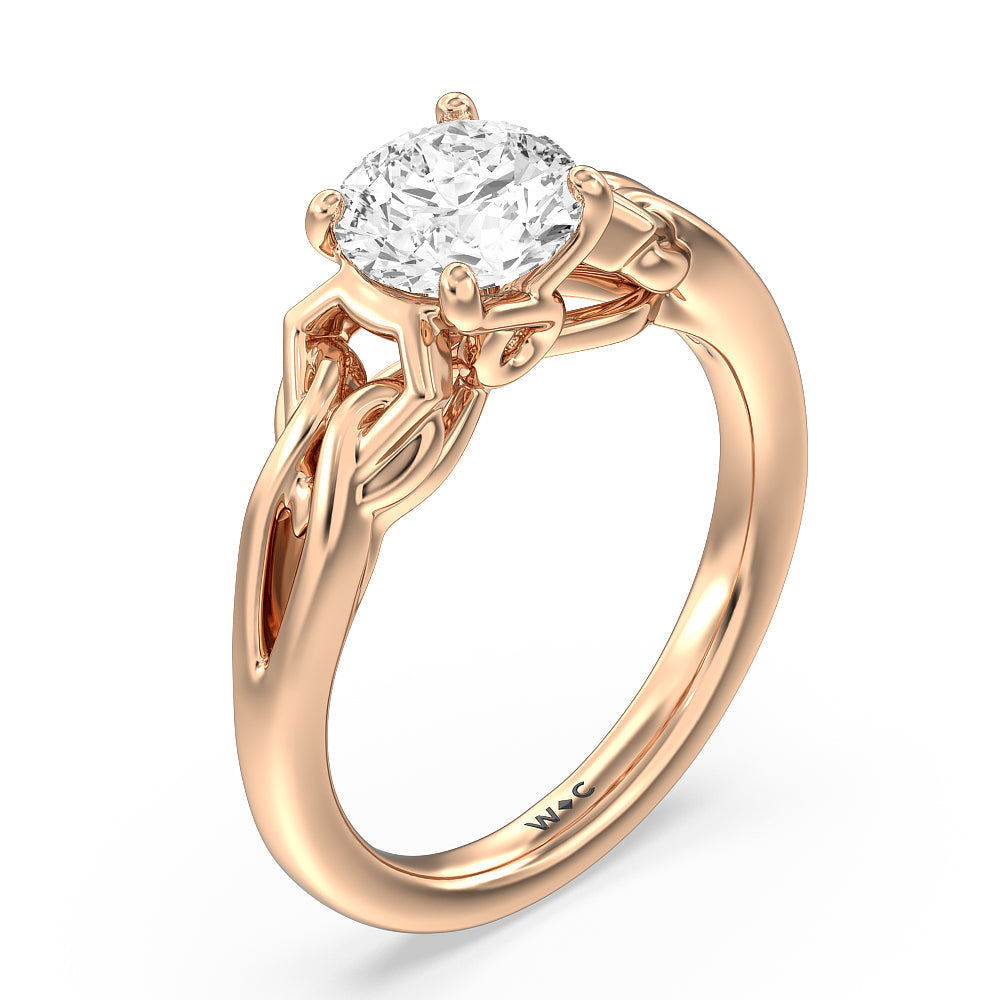 Vintage Celtic Interlaced Solitaire Engagement Ring with Round Cut Diamond in 14KT Rose Gold view 3