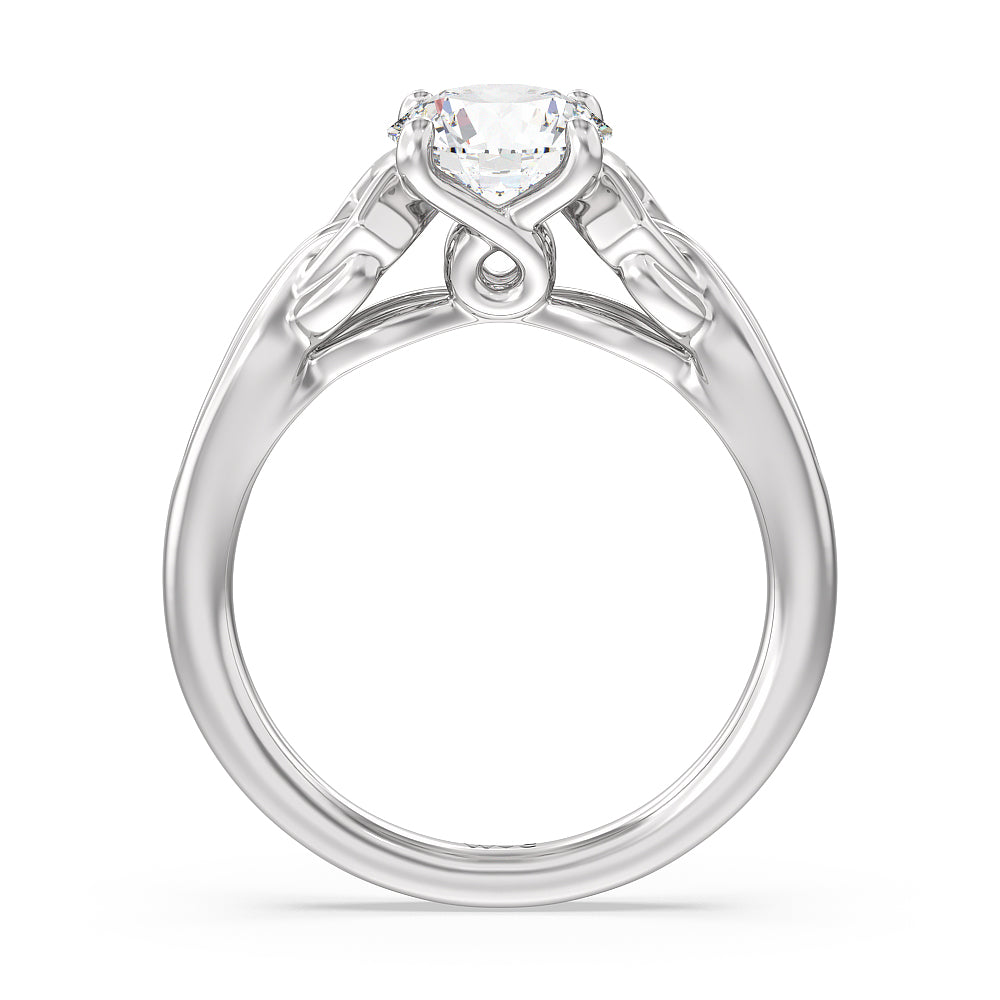 Vintage Celtic Interlaced Solitaire Engagement Ring with Round Cut Diamond in 14KT Platinum view 2