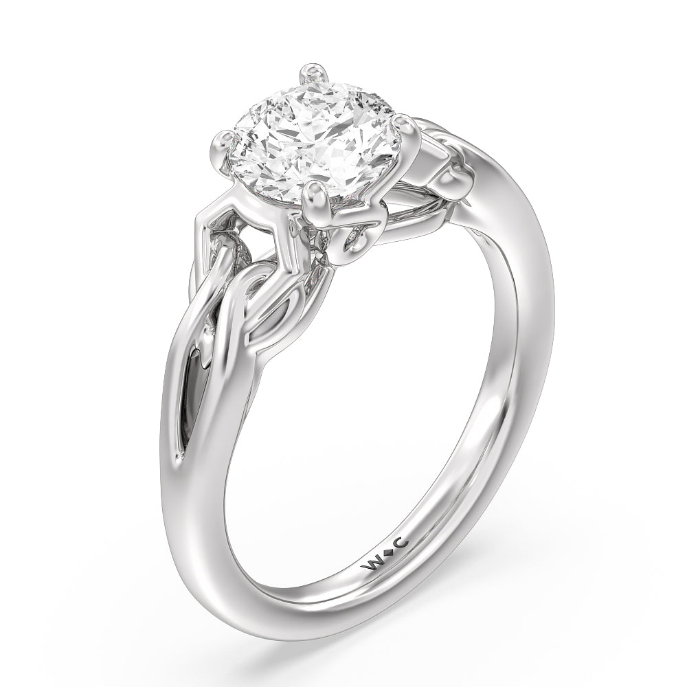 Vintage Celtic Interlaced Solitaire Engagement Ring with Round Cut Diamond in 14KT Platinum view 3