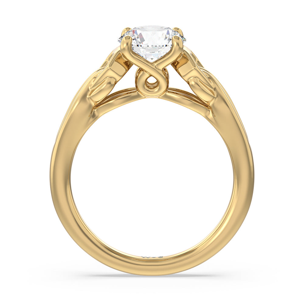 Vintage Celtic Interlaced Solitaire Engagement Ring with Round Cut Diamond in 14KT Yellow Gold view 2