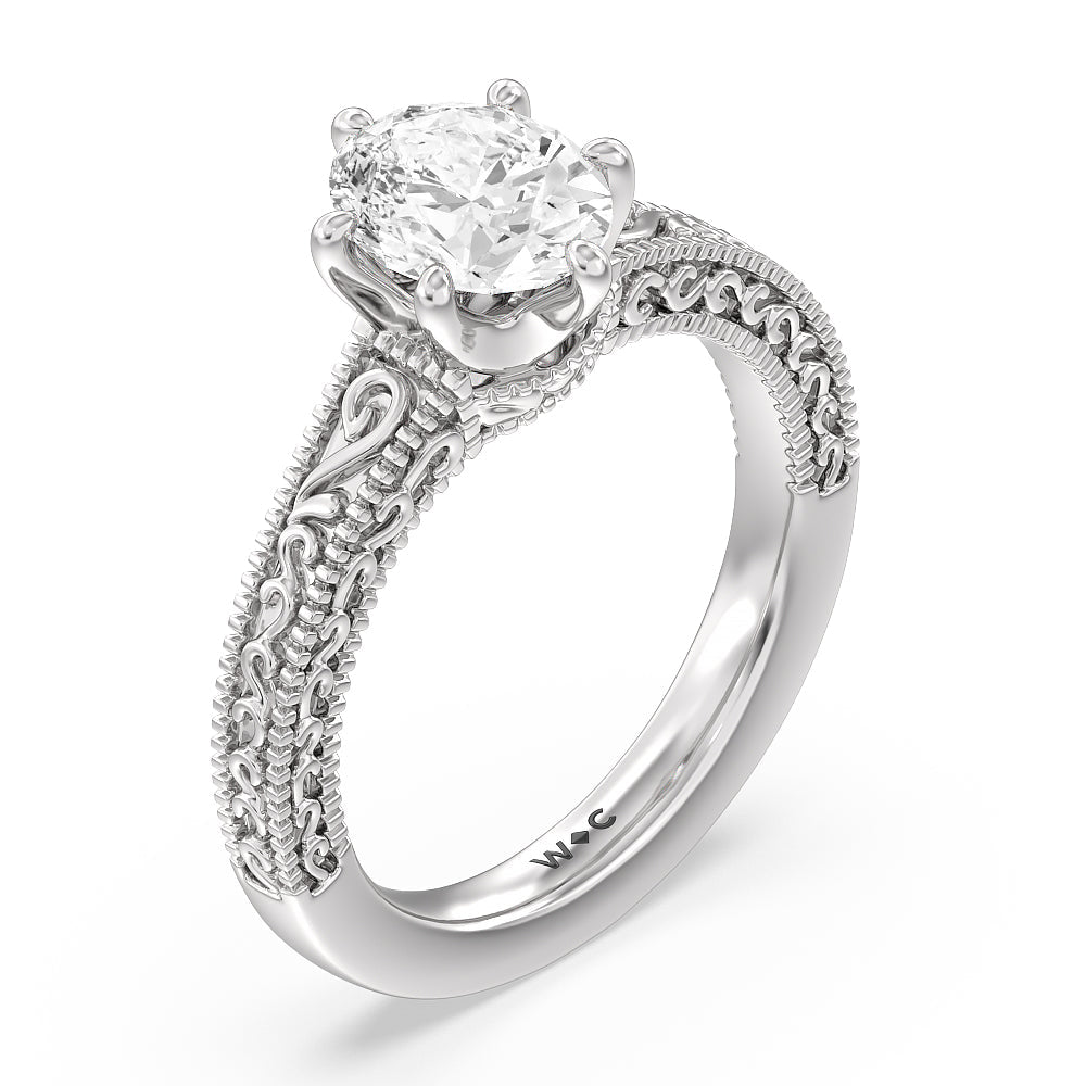 The Seraphine Six Prong Ring with Oval Cut Diamond in 14KT Platinum view 3