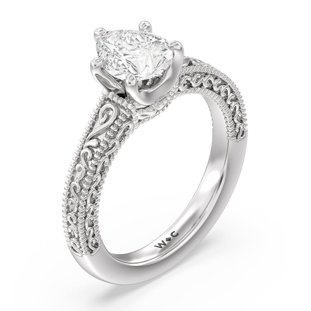 The Seraphine Six Prong Ring with Pear Cut Diamond in 14KT Platinum view 3