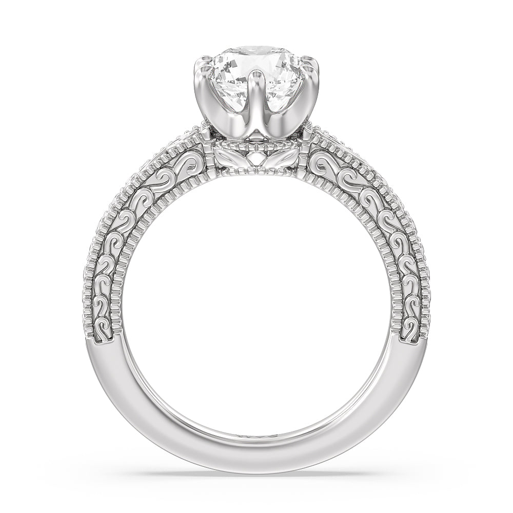 The Seraphine Six Prong Ring with Round Cut Diamond in 14KT Platinum view 2