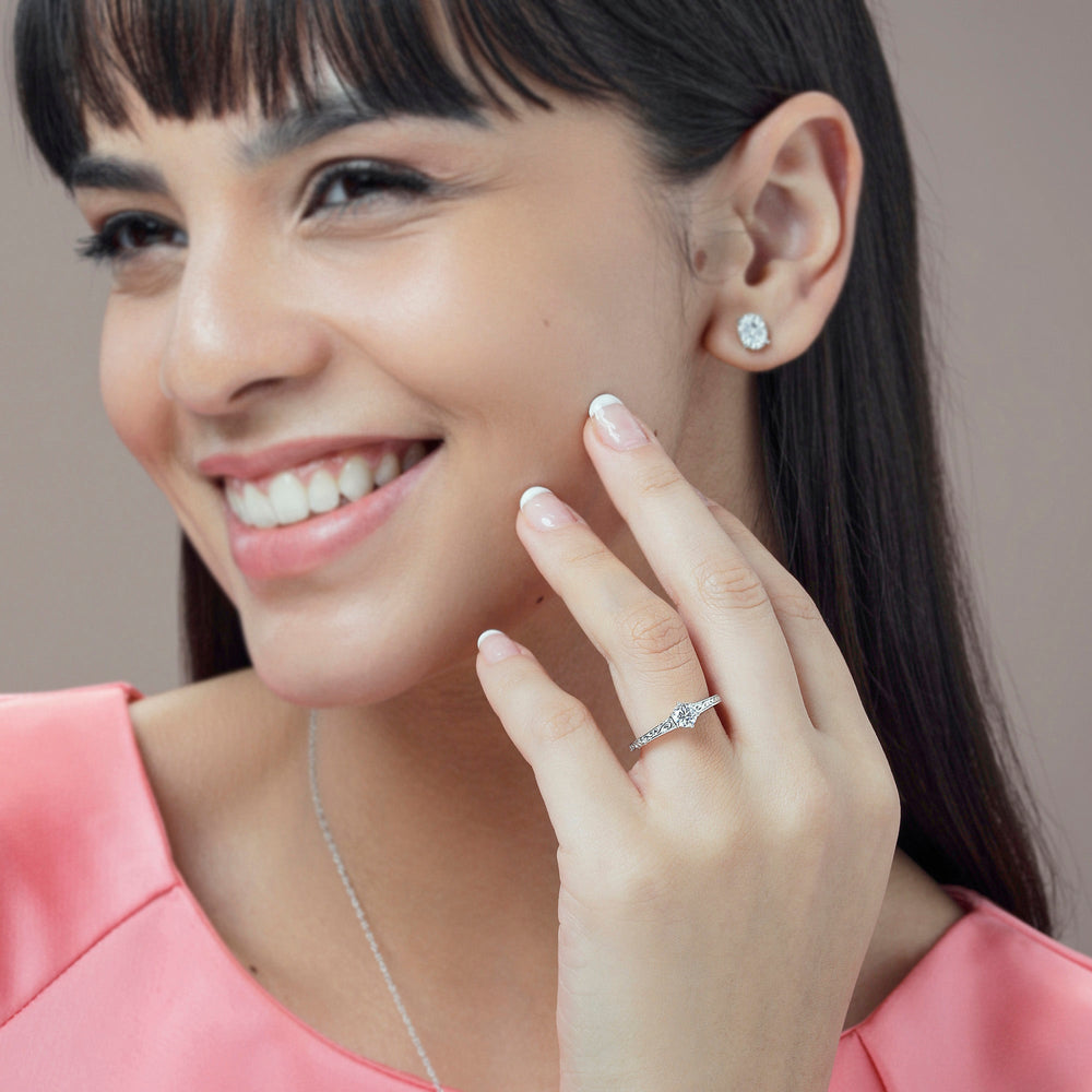 Model Wearing The Seraphine Six Prong Ring view