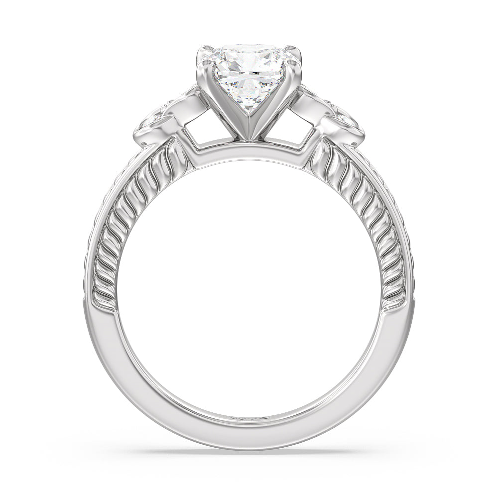 Vintage Celtic Heart Engagement Ring with Cushion Cut Diamond in 14KT Platinum view 2