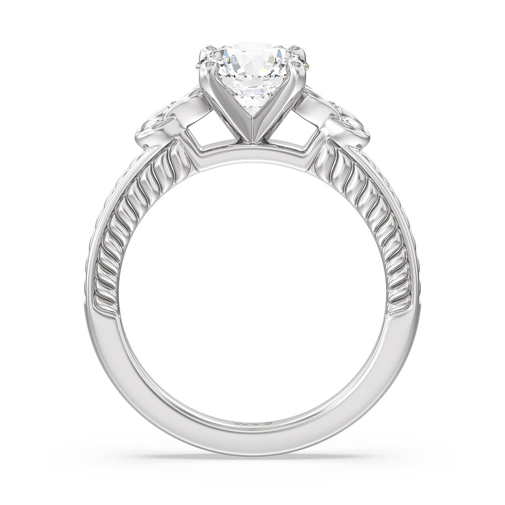 Vintage Celtic Heart Engagement Ring with Round Cut Diamond in 14KT Platinum view 2