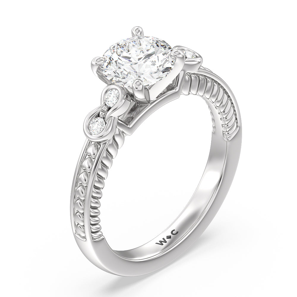 Vintage Celtic Heart Engagement Ring with Round Cut Diamond in 14KT Platinum view 3