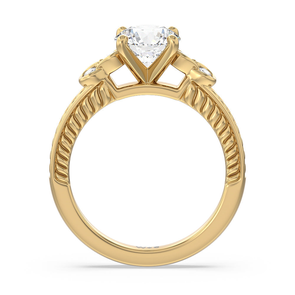 Vintage Celtic Heart Engagement Ring with Round Cut Diamond in 14KT Yellow Gold view 2