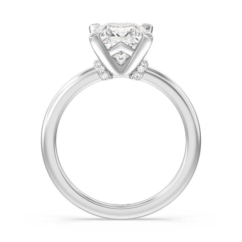 Diamond Collar Fine Line Engagement Ring with Princess Cut Diamond in 14KT Platinum view 2